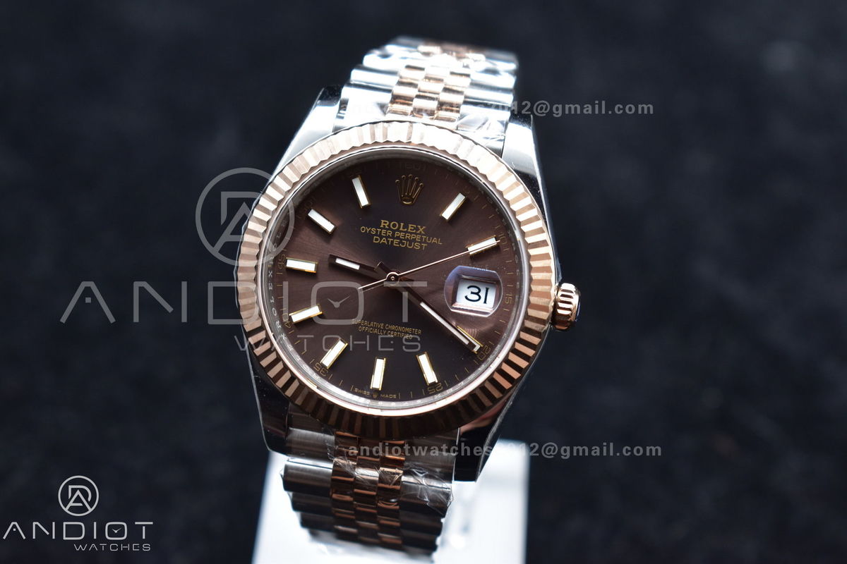 DateJust 41 126331 VSF 1:1 Best Edition 904L Steel Brown Dial on SS/RG Jubilee Bracelet VS3235